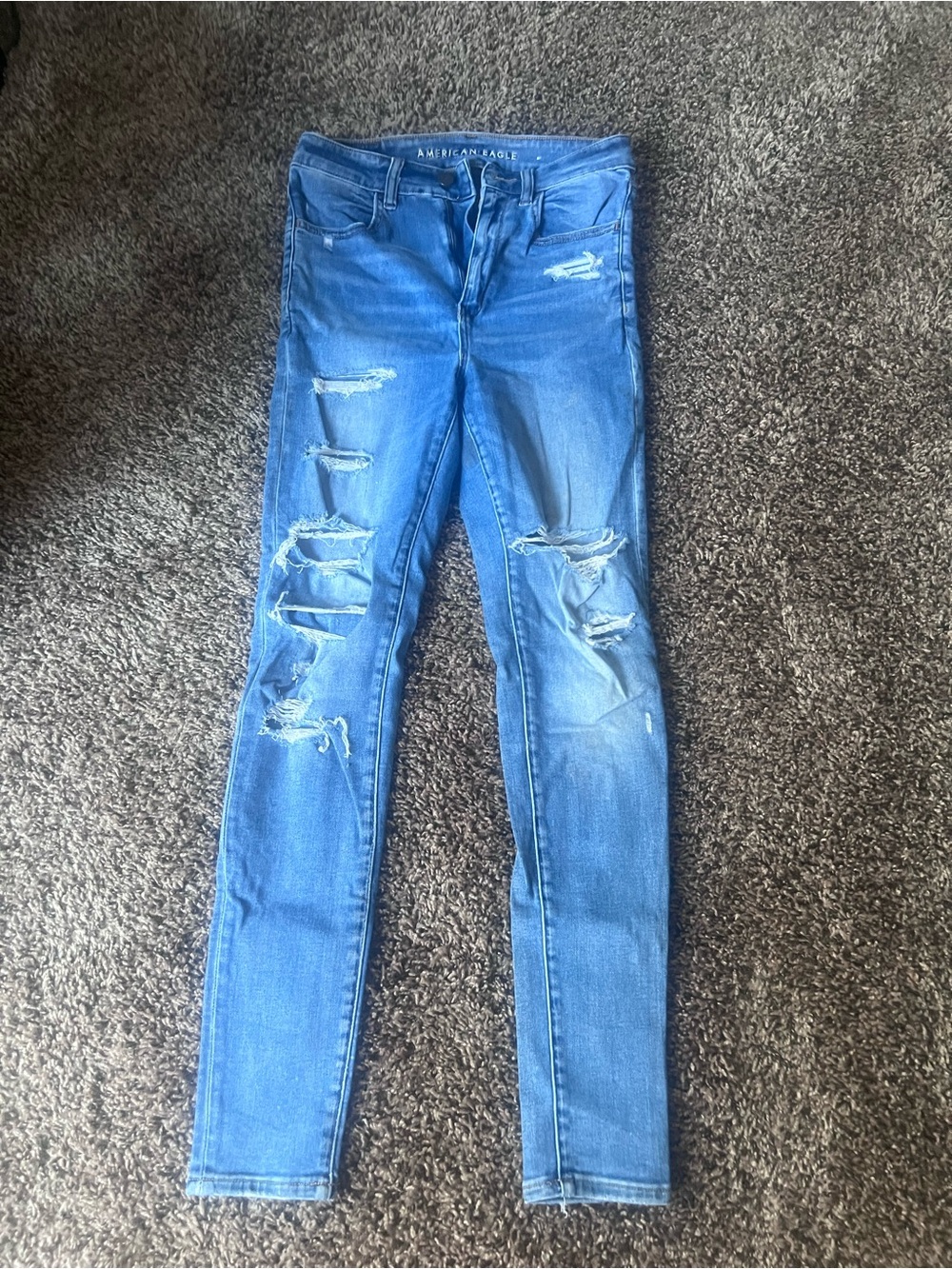 American Eagle Light Blue Distressed Skinny Jeans